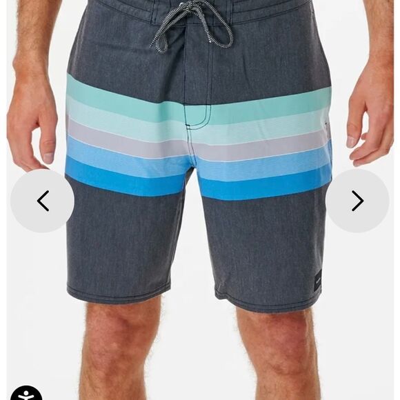 Rip‎ Curl Lined Up 19" Layday Boardshort Mens Blk with multi blue and green NWT - Picture 3 of 6